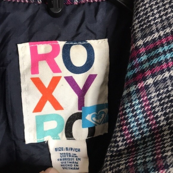 Vintage roxy plaid flannel fall Y2K trench coat size small cute - Picture 5 of 12